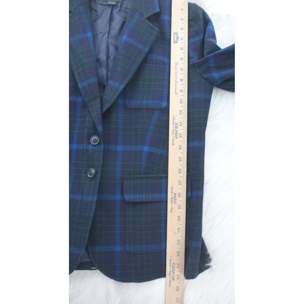 Pendleton Womens 12 Virgin Wool Blazer Jacket 1965 Plaid Green Blue Academia - Picture 6 of 16
